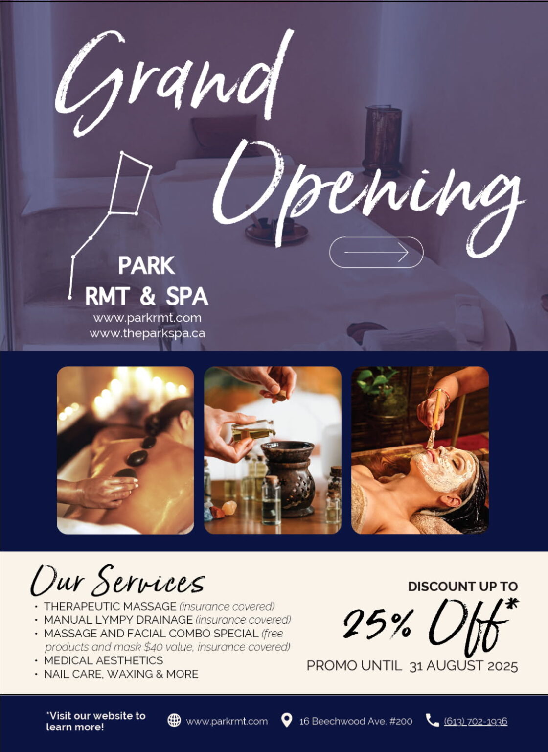 ottawa community offer for all new the park spa customer